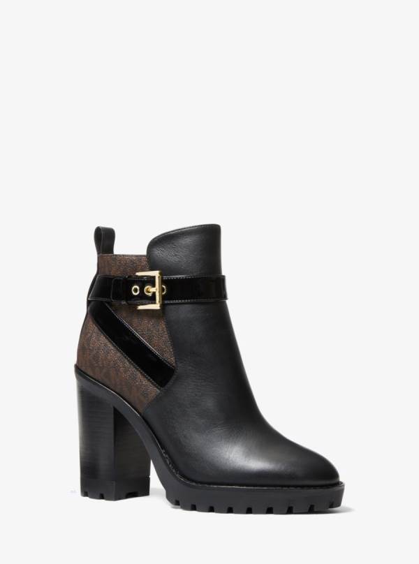 Damske Clenkove Cizmy Michael Kors Clancy Logo and Leather Hnede - Topanky Michael Kors Nejlevnejsi | SMKFU-9062